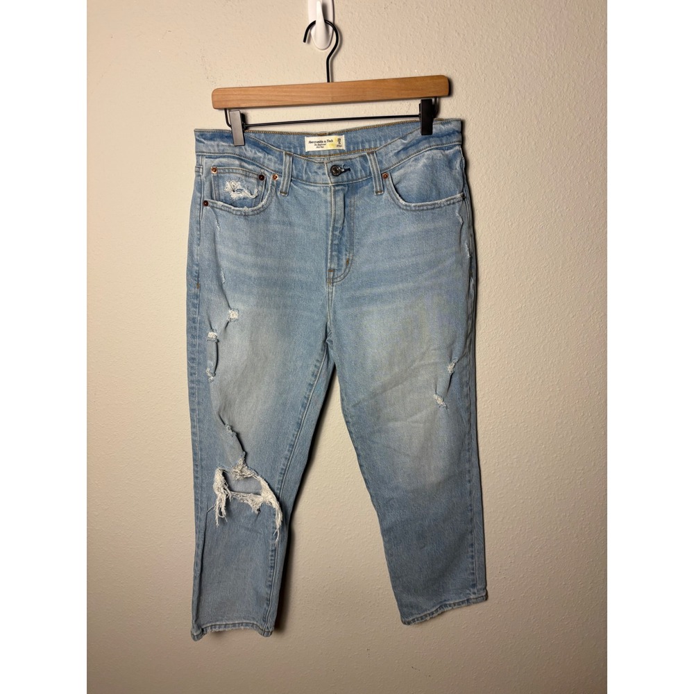 Abercrombie & Fitch The Boyfriend Mid Rise Distressed Jeans Light Wash 29 8S